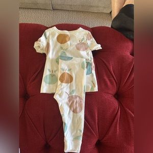 Little co white short sleeve pj set with fruit
